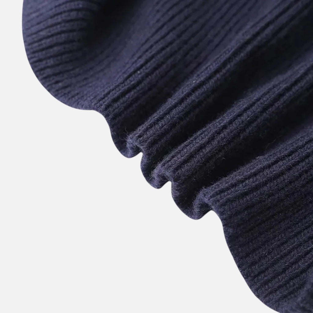 Beaumont Atelier | Women’s Navy Knit Cardigan with Denim Trim