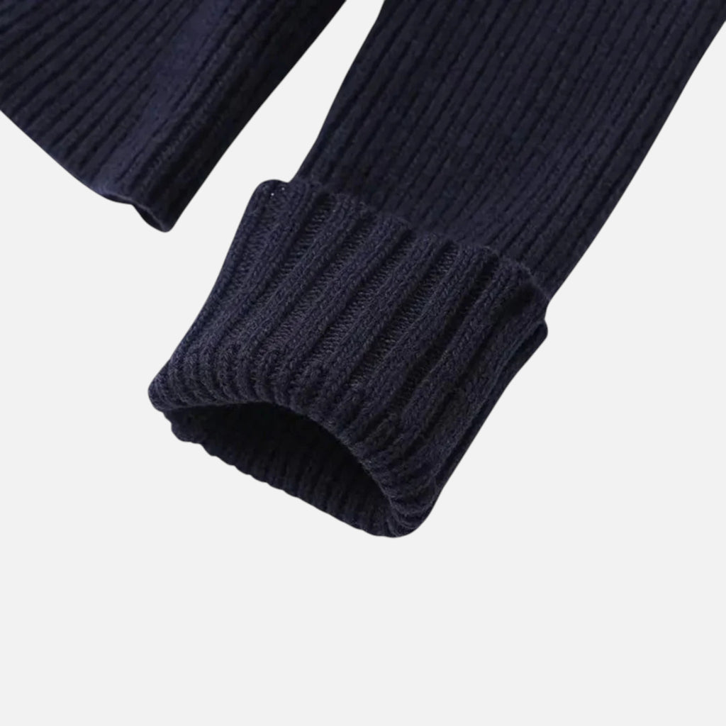 Beaumont Atelier | Women’s Navy Knit Cardigan with Denim Trim