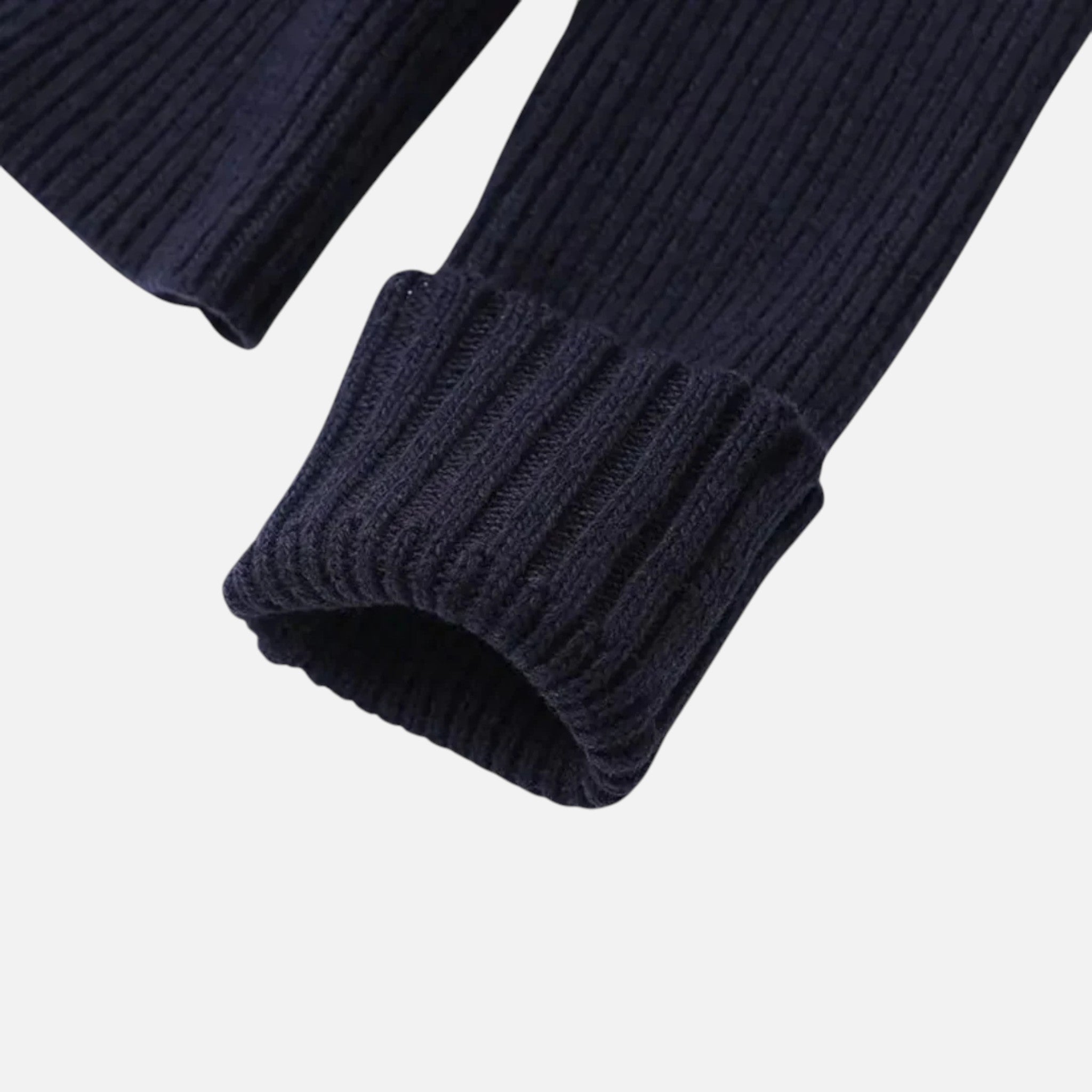 Beaumont Atelier | Women’s Navy Knit Cardigan with Denim Trim