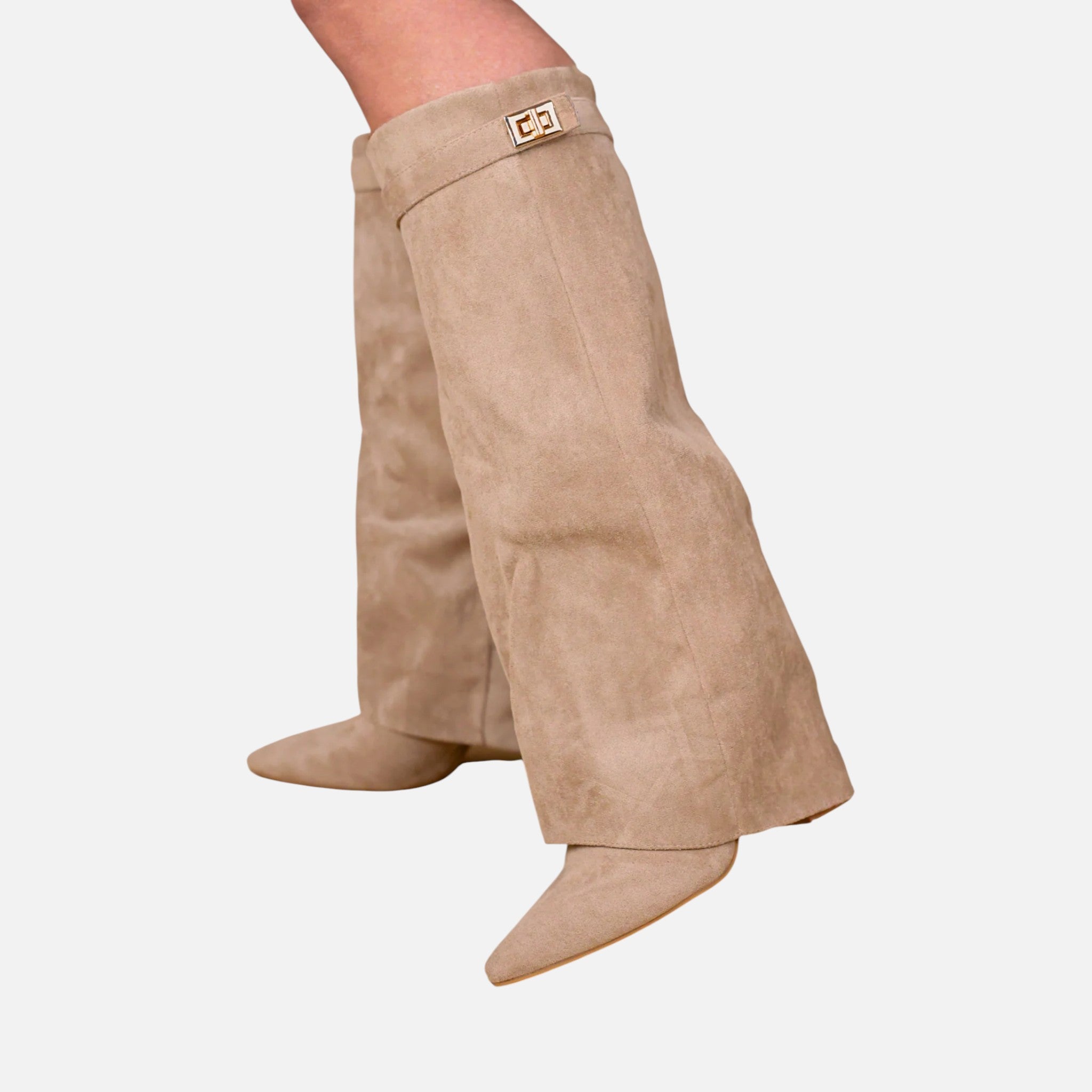 Beaumont Atelier | Women’s Heritage Faux‑Suede Buckled Knee‑High Boots