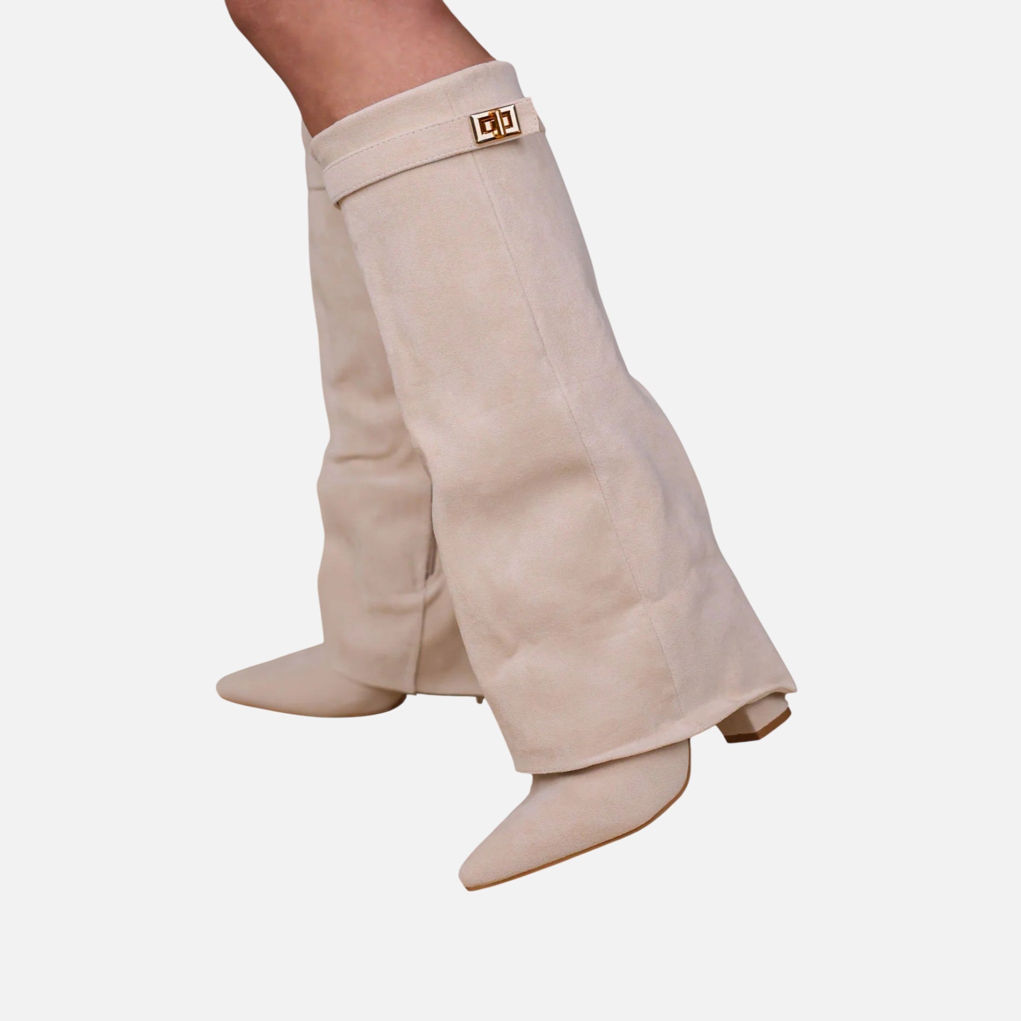 Beaumont Atelier | Women’s Heritage Faux‑Suede Buckled Knee‑High Boots