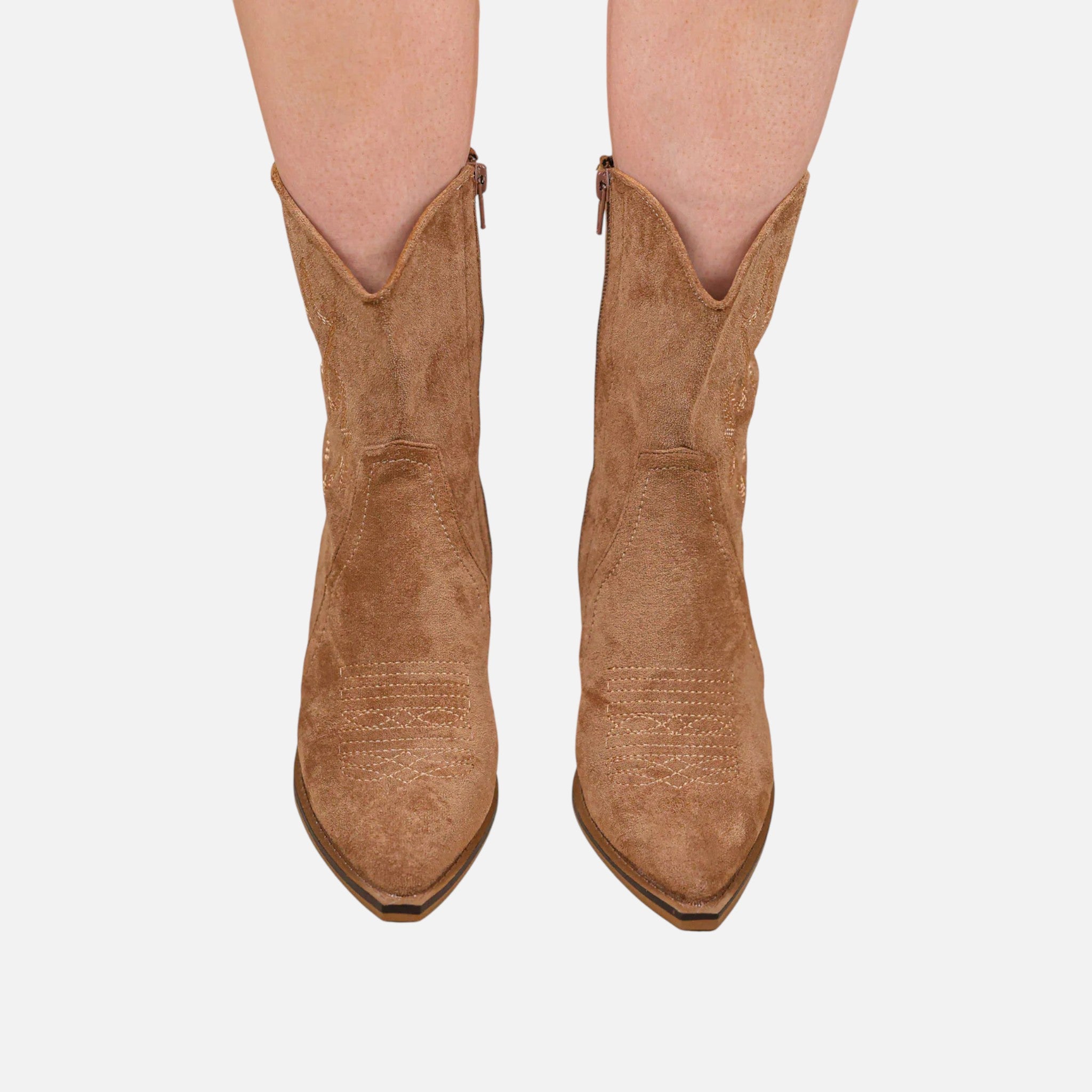 Beaumont Atelier | Women’s Embroidered Faux‑Suede Western Boots
