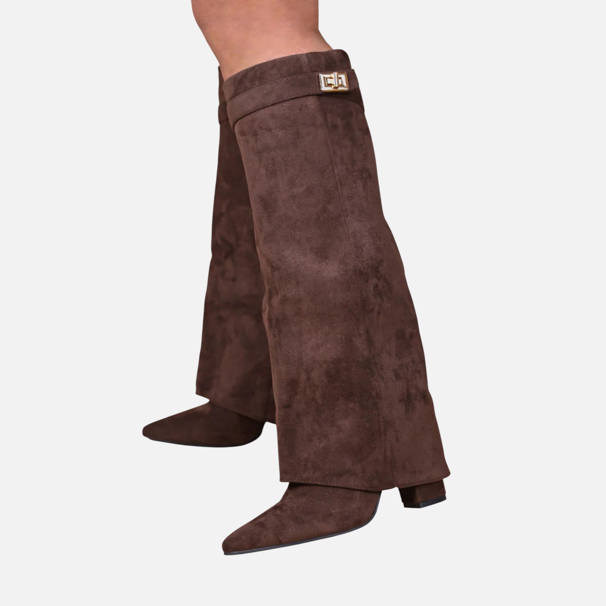 Beaumont Atelier | Women’s Heritage Faux‑Suede Buckled Knee‑High Boots