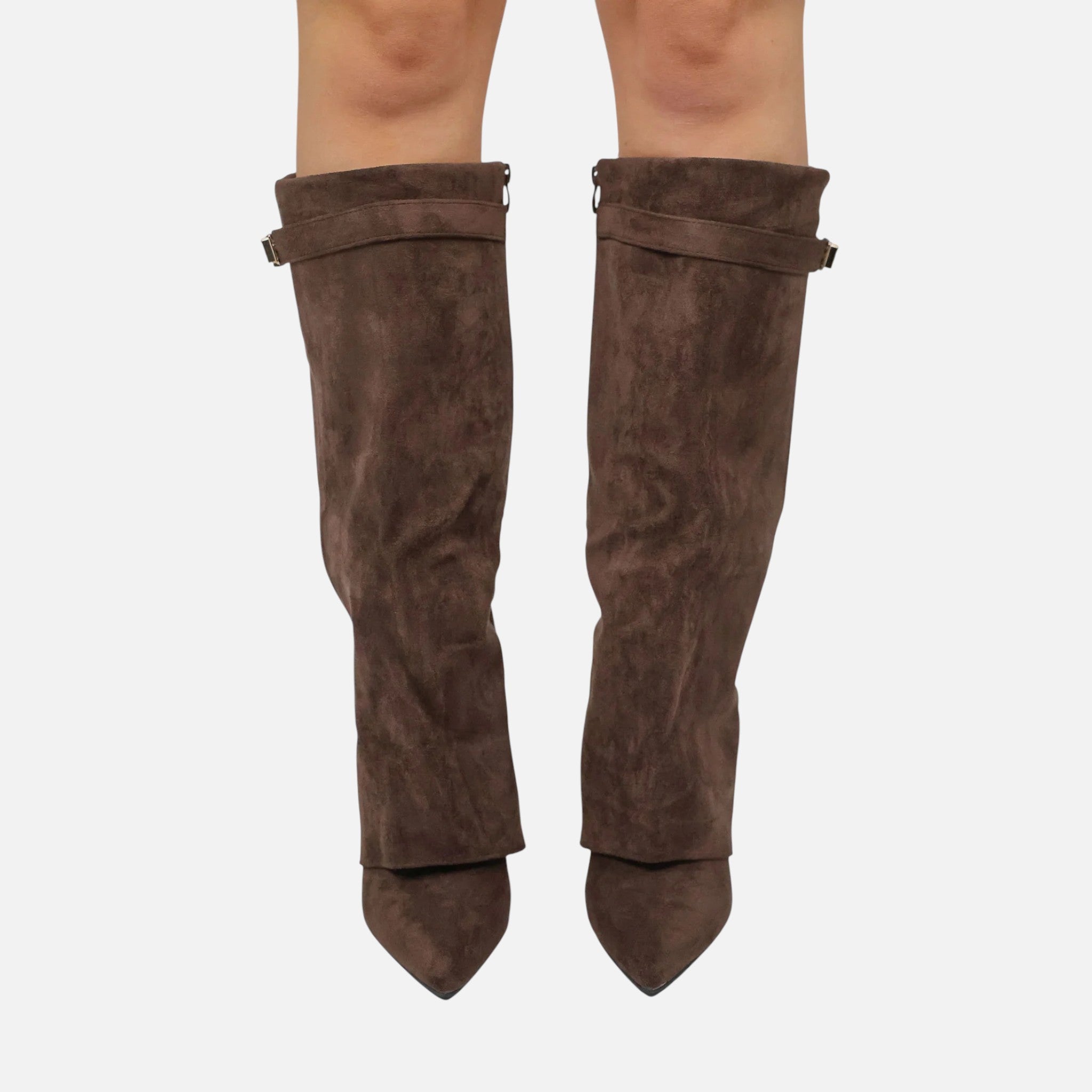 Beaumont Atelier | Women’s Heritage Faux‑Suede Buckled Knee‑High Boots