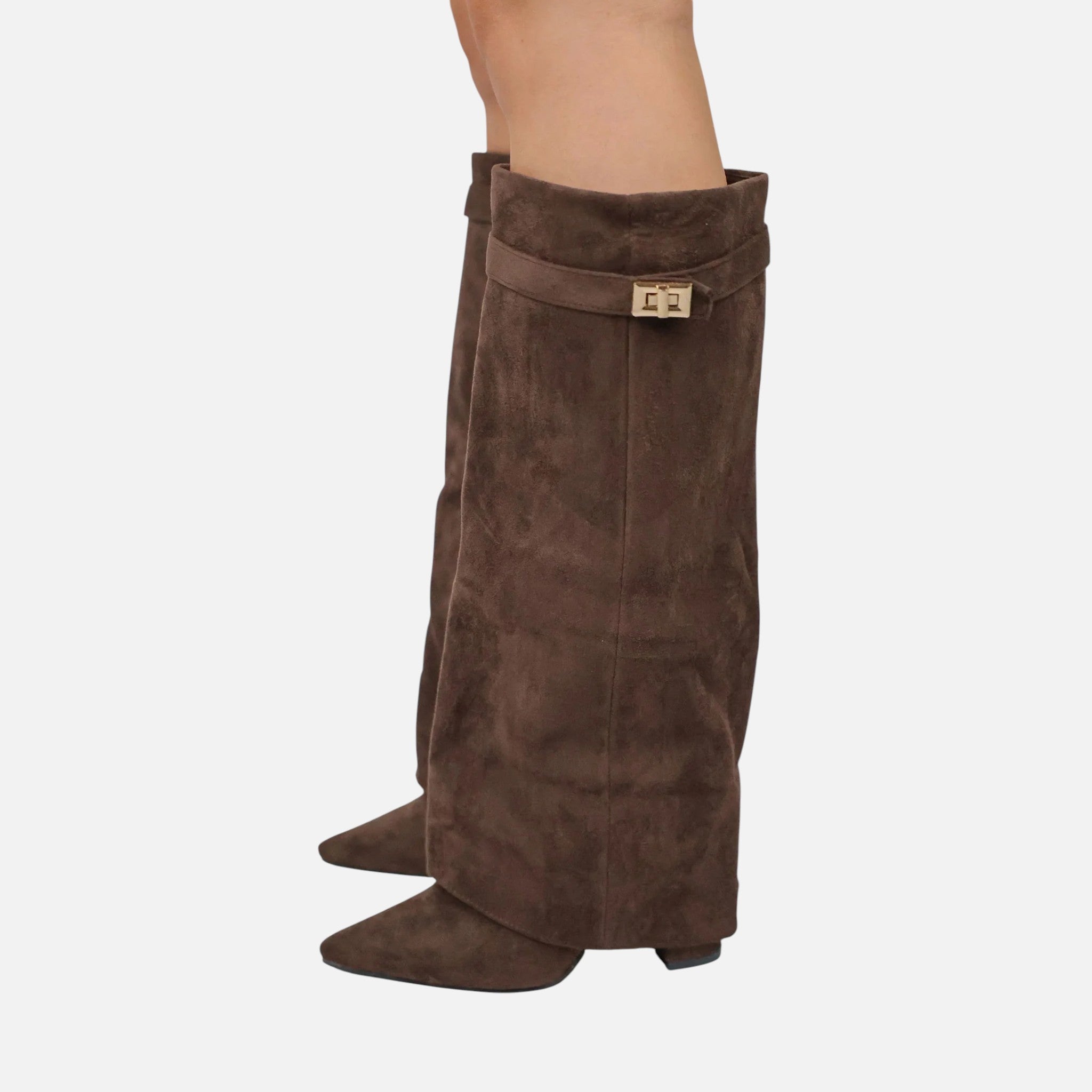 Beaumont Atelier | Women’s Heritage Faux‑Suede Buckled Knee‑High Boots