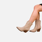 Beaumont Atelier | Women’s Embroidered Faux‑Suede Western Boots