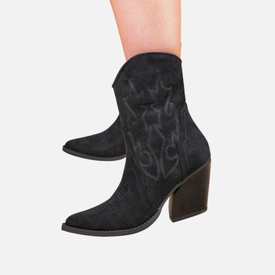 Beaumont Atelier | Women’s Embroidered Faux‑Suede Western Boots