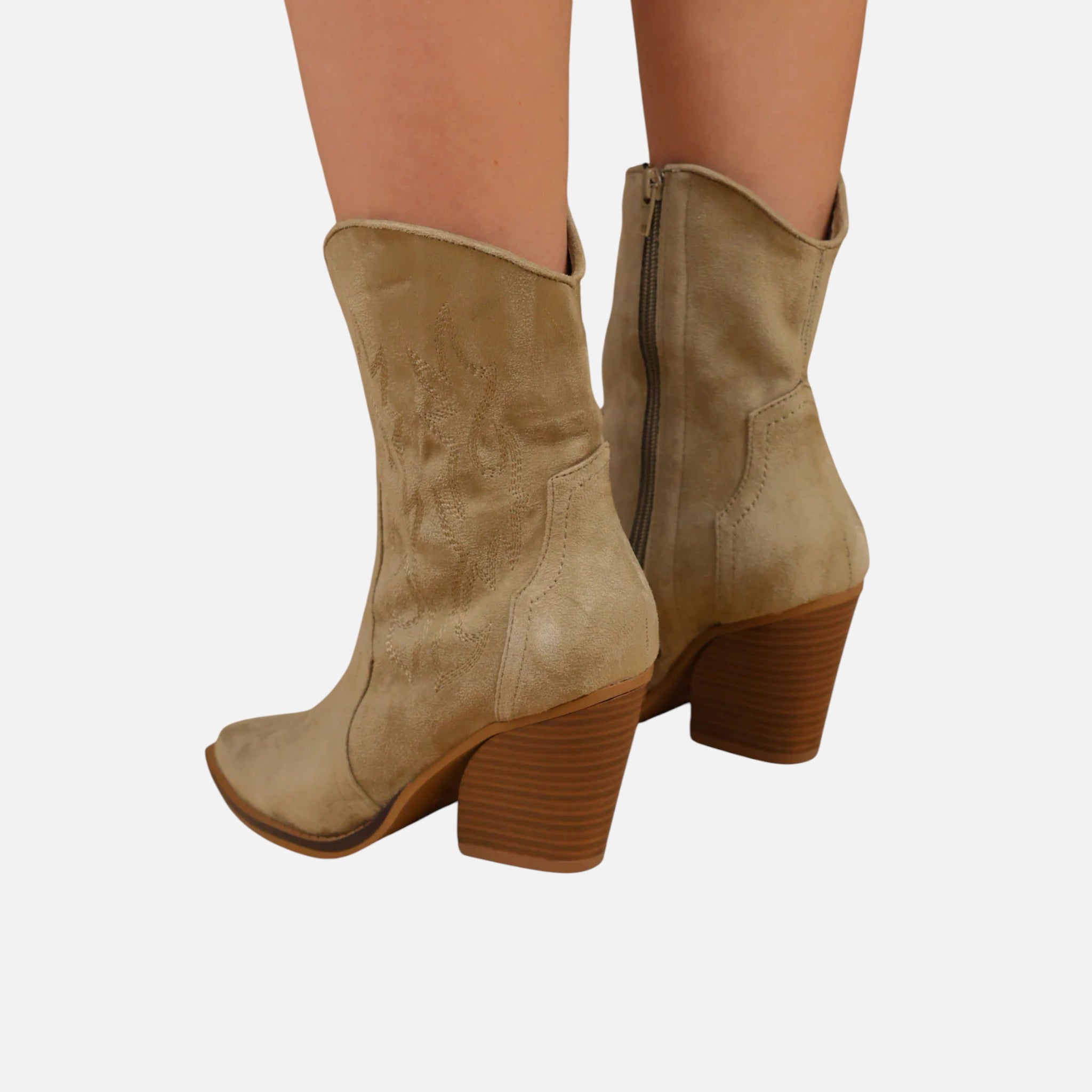 Beaumont Atelier | Women’s Embroidered Faux‑Suede Western Boots