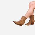 Beaumont Atelier | Women’s Embroidered Faux‑Suede Western Boots