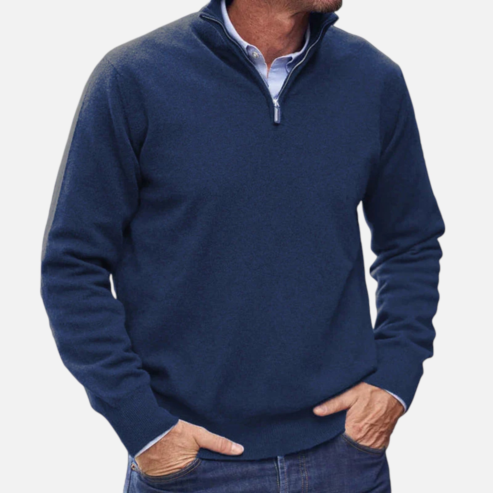 Beaumont Atelier | Men’s Zip‑Up Cashmere Sweater, Ivy League