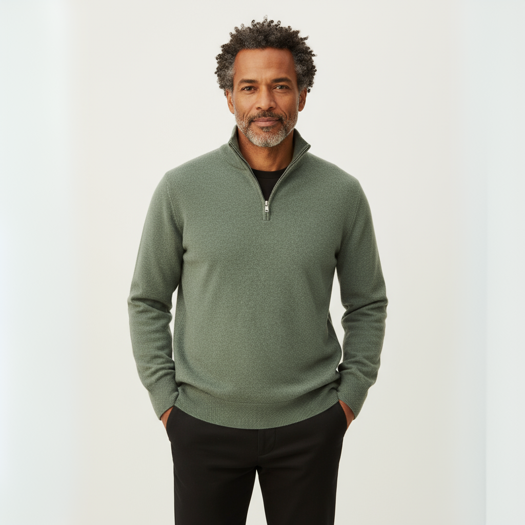 Beaumont Atelier | Men’s Zip‑Up Cashmere Sweater, Ivy League