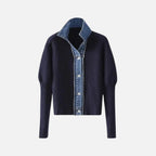 Beaumont Atelier | Women’s Navy Knit Cardigan with Denim Trim
