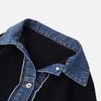 Beaumont Atelier | Women’s Navy Knit Cardigan with Denim Trim