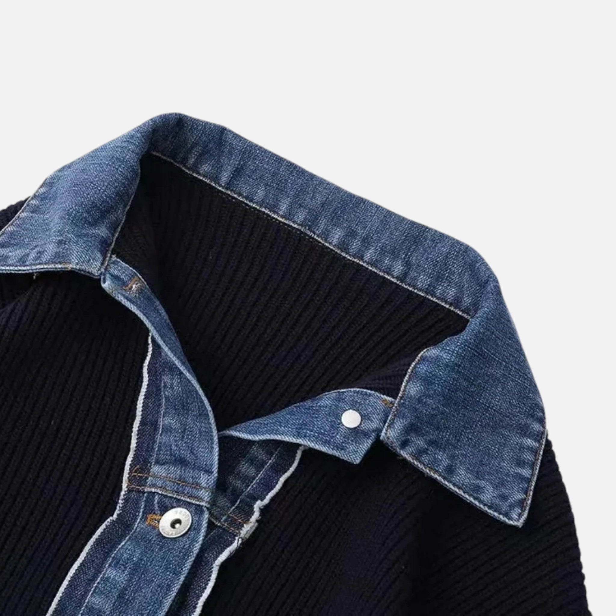 Beaumont Atelier | Women’s Navy Knit Cardigan with Denim Trim