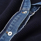 Beaumont Atelier | Women’s Navy Knit Cardigan with Denim Trim