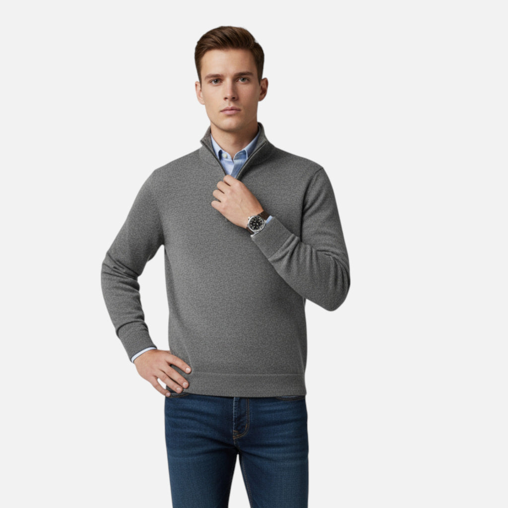 Beaumont Atelier | Men’s Zip‑Up Cashmere Sweater, Ivy League
