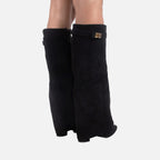 Beaumont Atelier | Women’s Faux‑Suede Knee‑High Boot – Black Classic Buckle