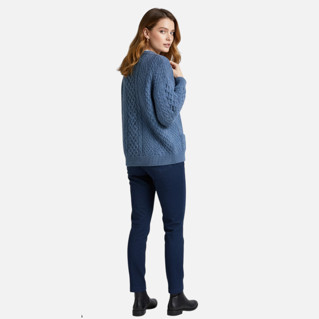 Beaumont Atelier | Women’s Maroon Geometric Knit Cardigan