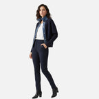 Beaumont Atelier | Women’s Navy Knit Cardigan with Denim Trim