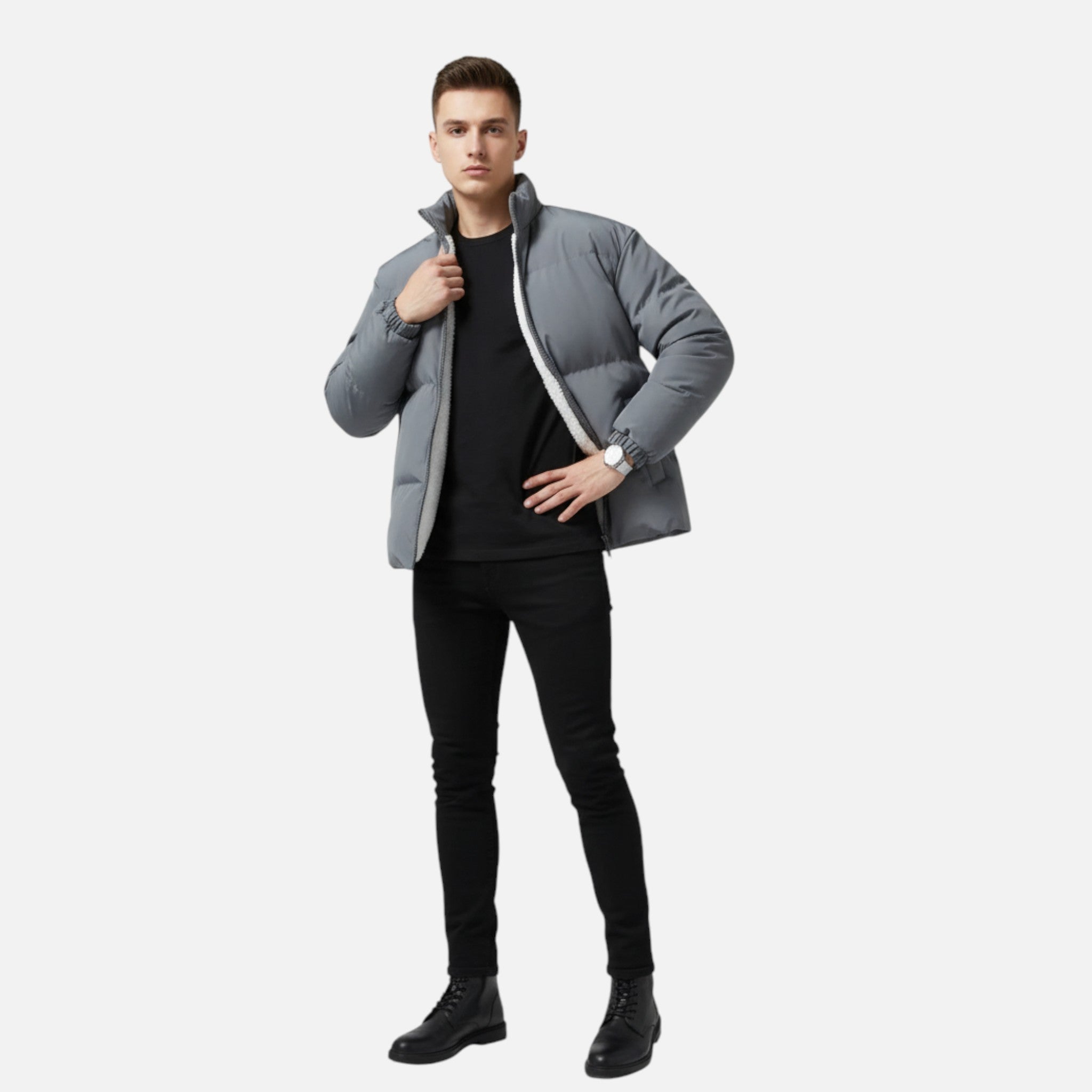 Beaumont Atelier | Men’s Stand-Collar Jacket in Slate Heritage