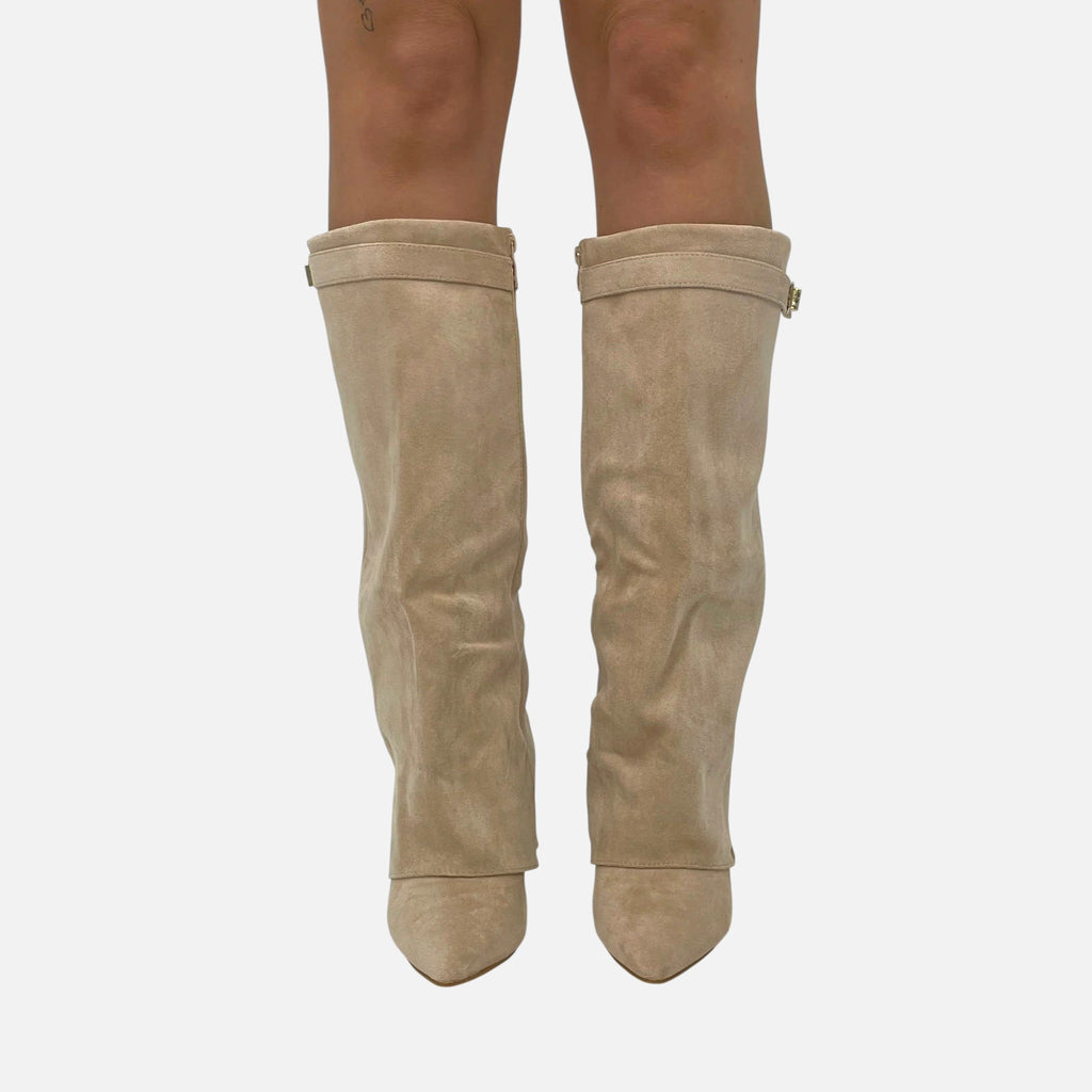 Beaumont Atelier | Women’s Heritage Faux‑Suede Buckled Knee‑High Boots