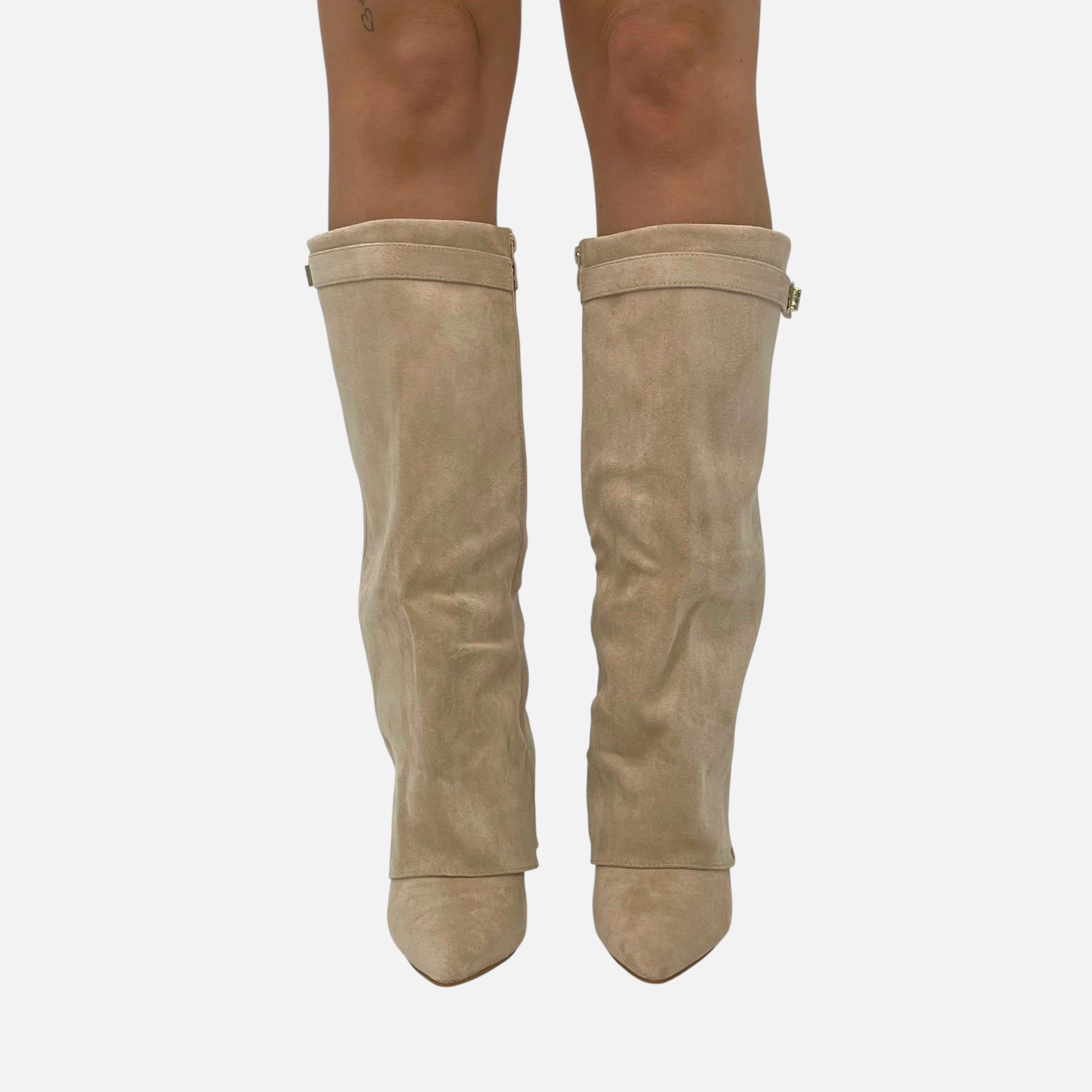 Beaumont Atelier | Women’s Heritage Faux‑Suede Buckled Knee‑High Boots