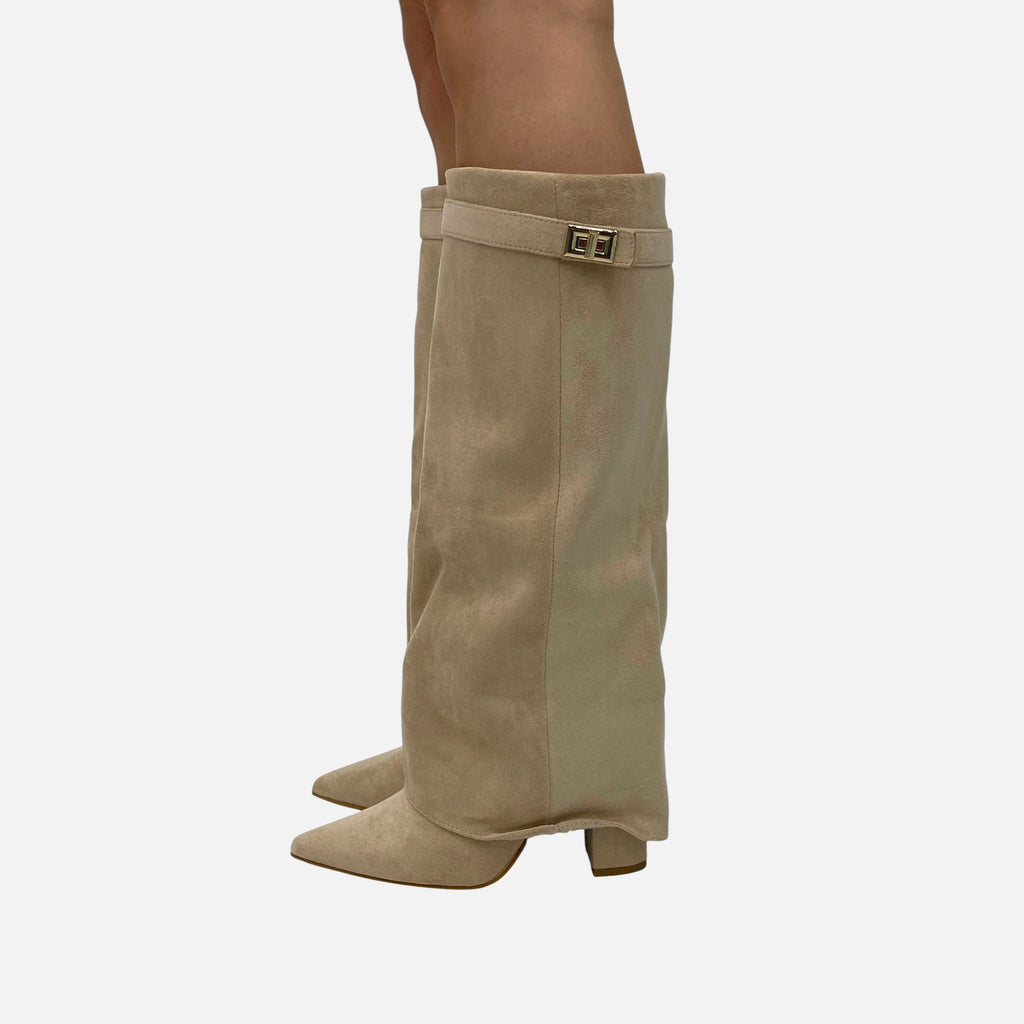 Beaumont Atelier | Women’s Heritage Faux‑Suede Buckled Knee‑High Boots