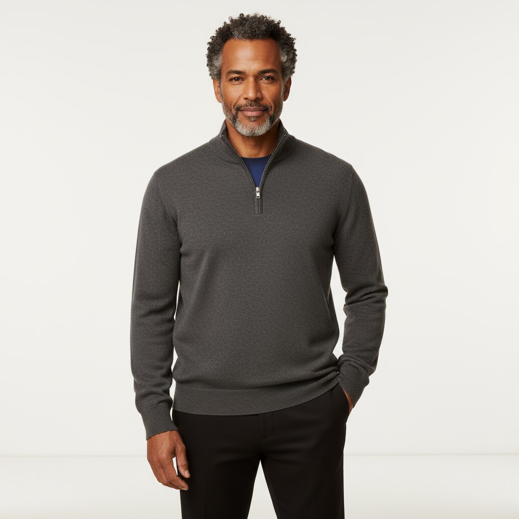 Beaumont Atelier | Men’s Zip‑Up Cashmere Sweater, Ivy League