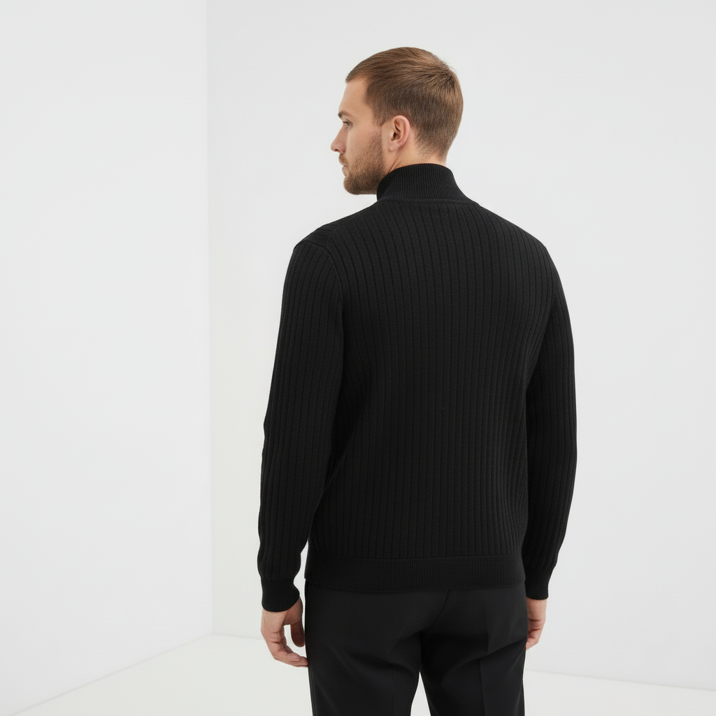 Beaumont Atelier | Men’s Ribbed Half‑Zip Cashmere Jumper