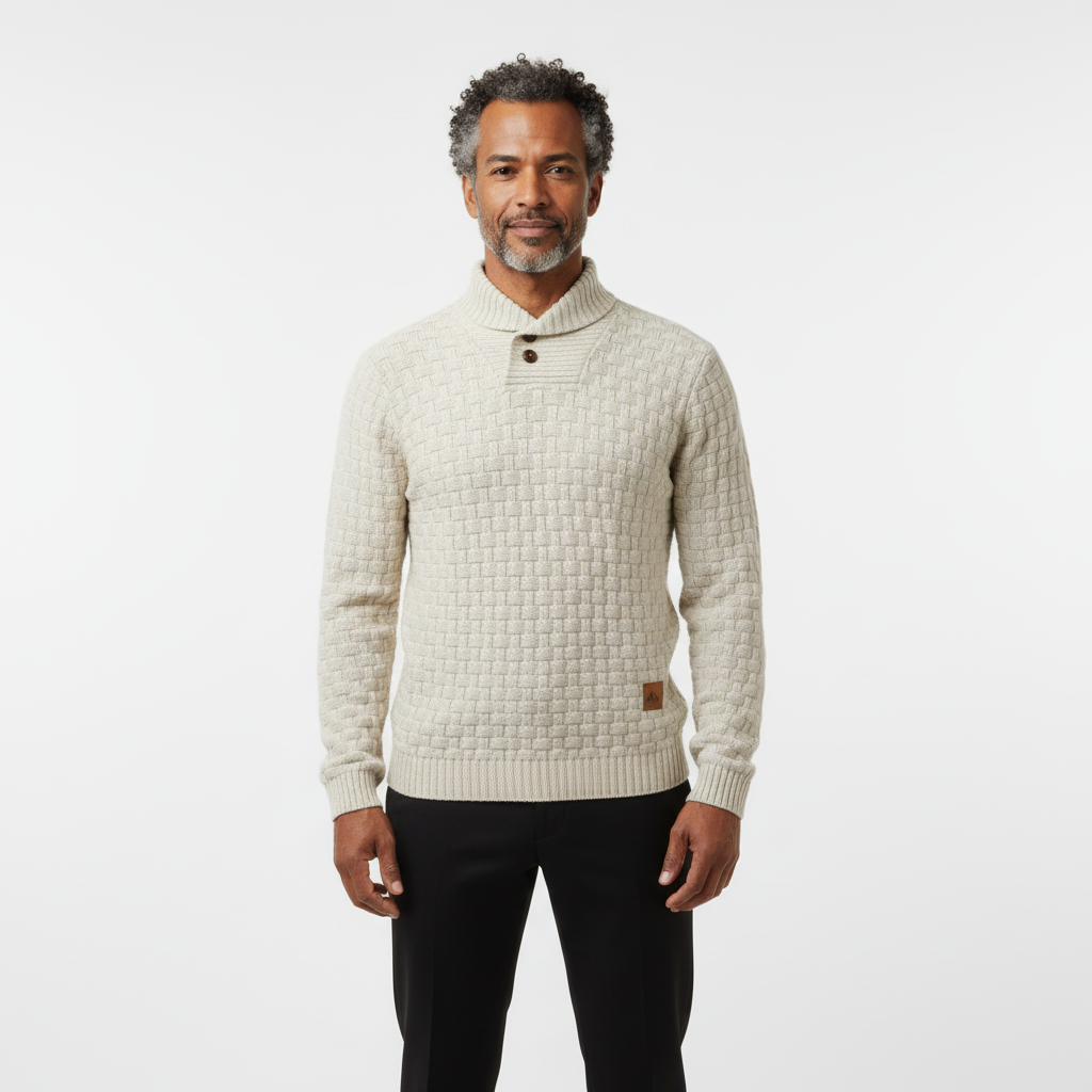 Beaumont Atelier | Men’s Burgundy Knit Polo Sweater