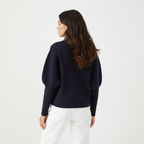 Beaumont Atelier | Women’s Navy Knit Cardigan with Denim Trim