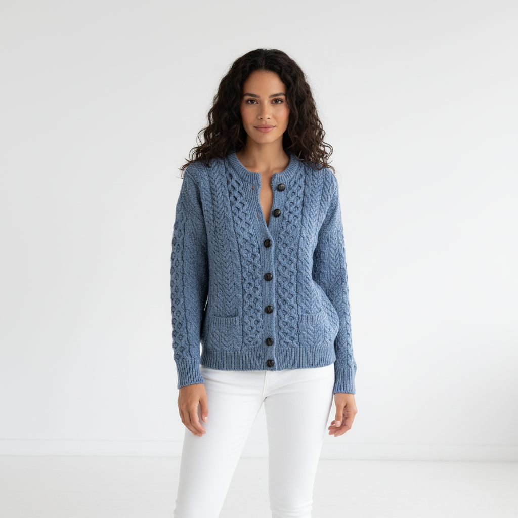 Beaumont Atelier | Women’s Maroon Geometric Knit Cardigan