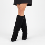 Beaumont Atelier | Women’s Faux‑Suede Knee‑High Boot – Black Classic Buckle
