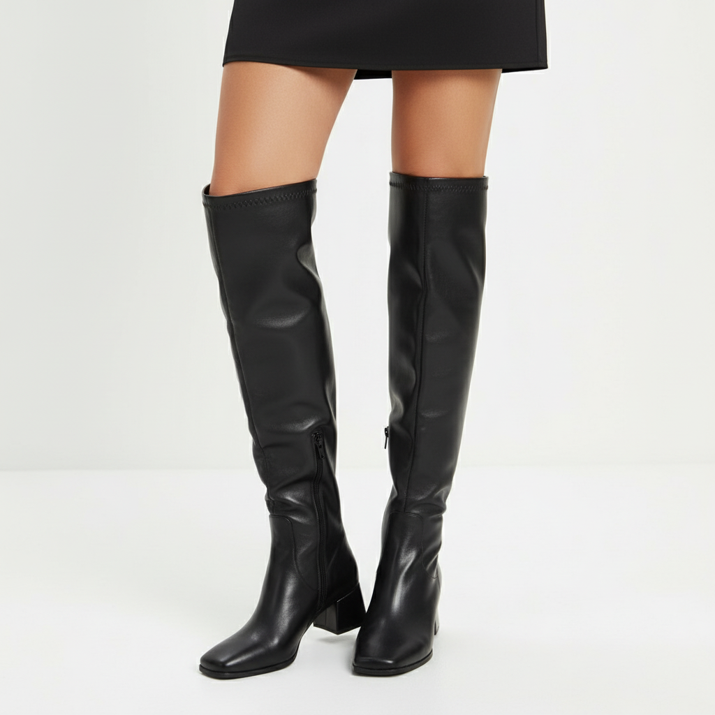 Beaumont Atelier | Women’s Glossy Faux Leather Over-the-Knee Boots