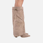 Beaumont Atelier | Women’s Heritage Faux‑Suede Buckled Knee‑High Boots