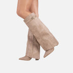 Beaumont Atelier | Women’s Heritage Faux‑Suede Buckled Knee‑High Boots