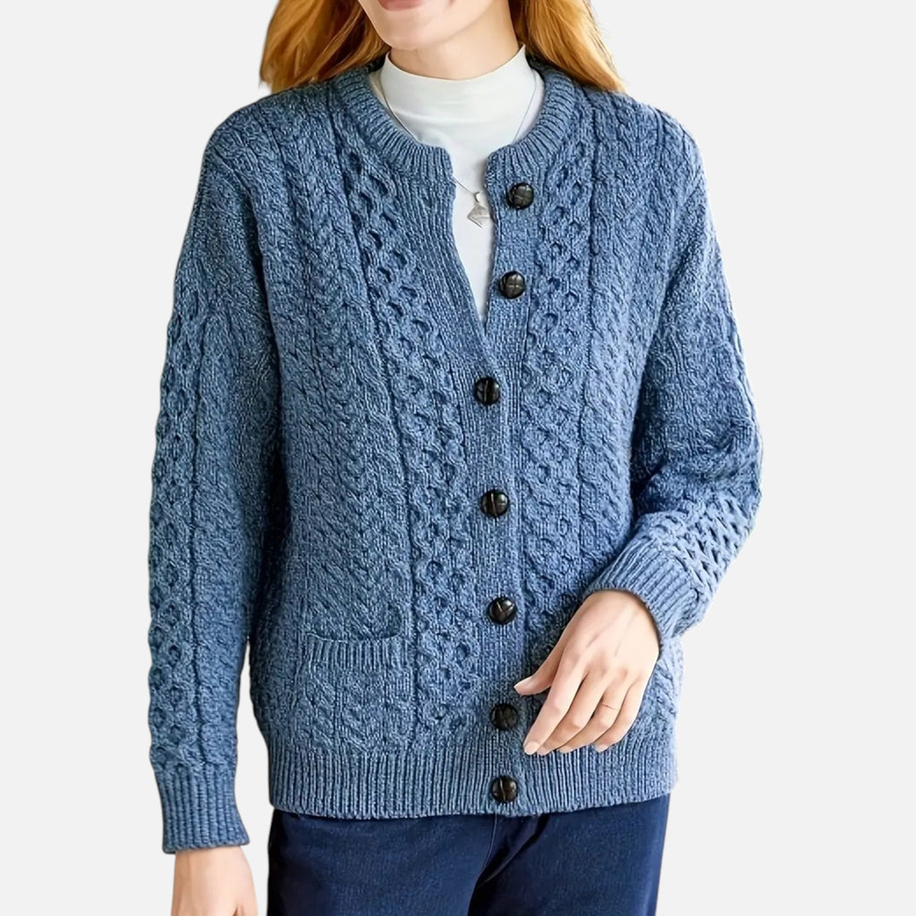 Beaumont Atelier | Women’s Maroon Geometric Knit Cardigan