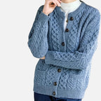 Beaumont Atelier | Women’s Maroon Geometric Knit Cardigan