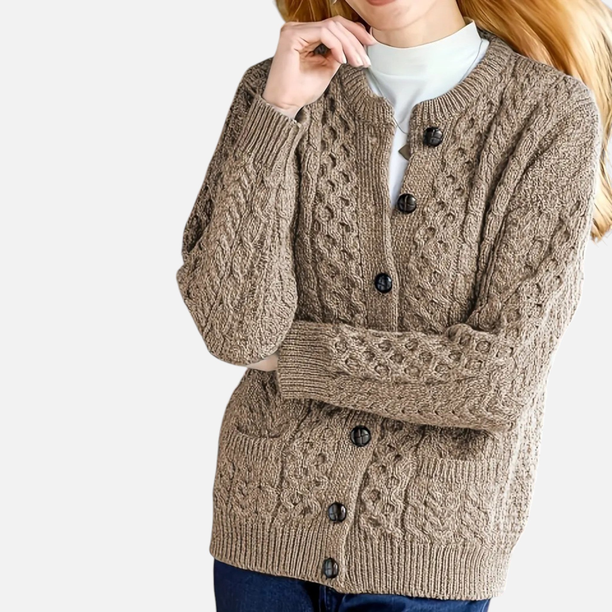 Beaumont Atelier | Women’s Maroon Geometric Knit Cardigan