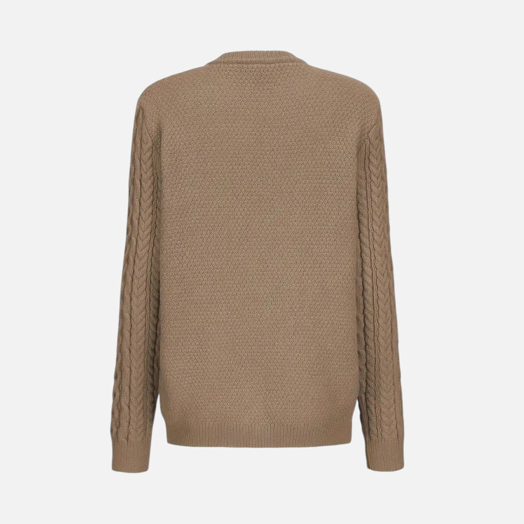 Beaumont Atelier | Women’s Maroon Geometric Knit Cardigan