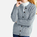 Beaumont Atelier | Women’s Maroon Geometric Knit Cardigan