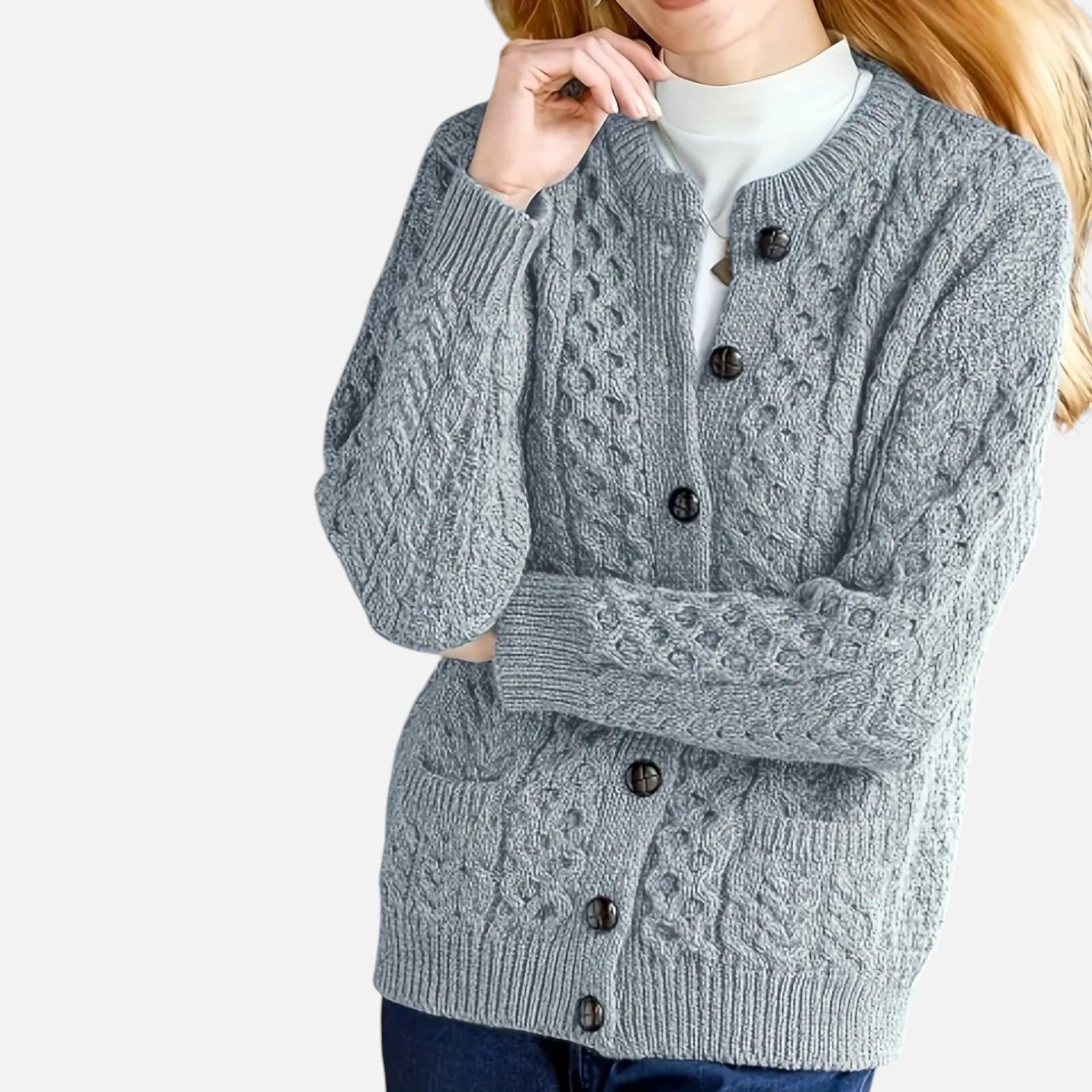 Beaumont Atelier | Women’s Maroon Geometric Knit Cardigan