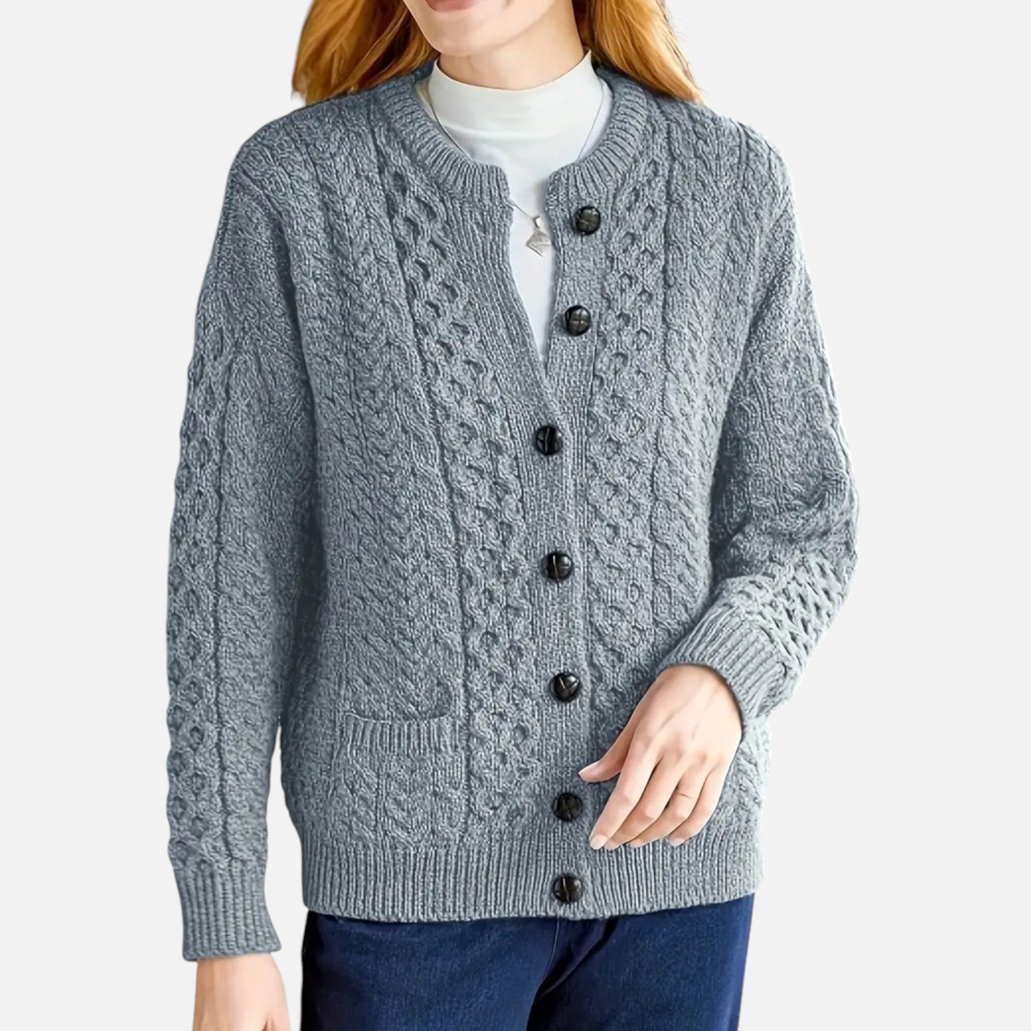 Beaumont Atelier | Women’s Maroon Geometric Knit Cardigan