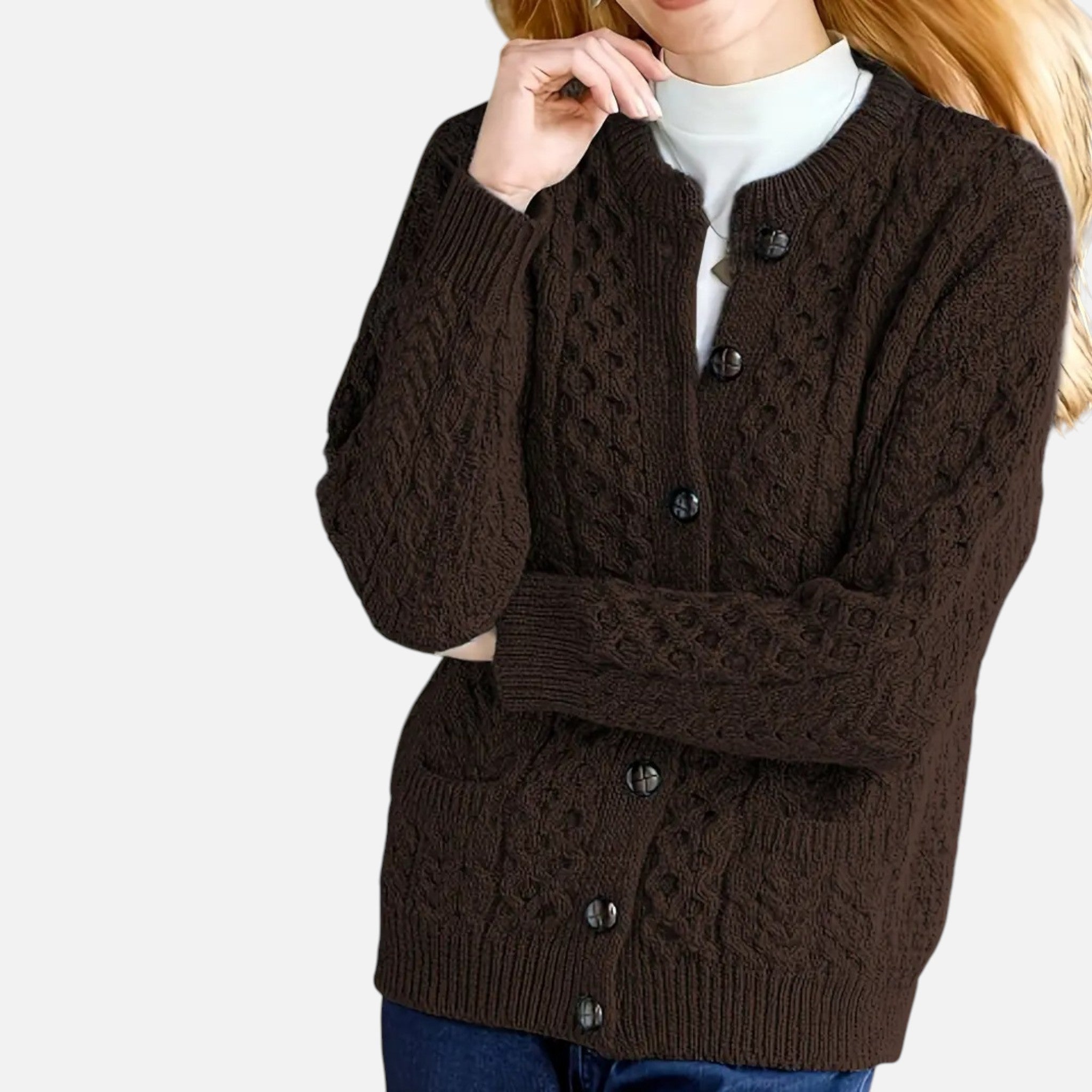 Beaumont Atelier | Women’s Maroon Geometric Knit Cardigan