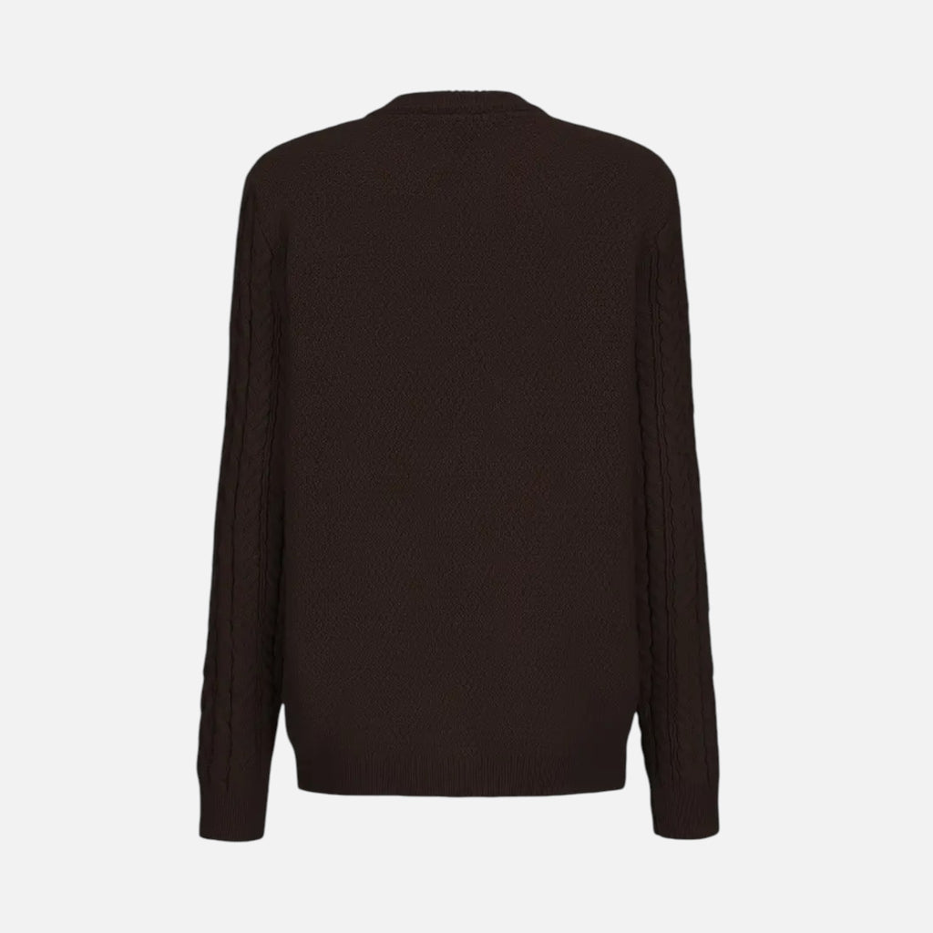 Beaumont Atelier | Women’s Maroon Geometric Knit Cardigan