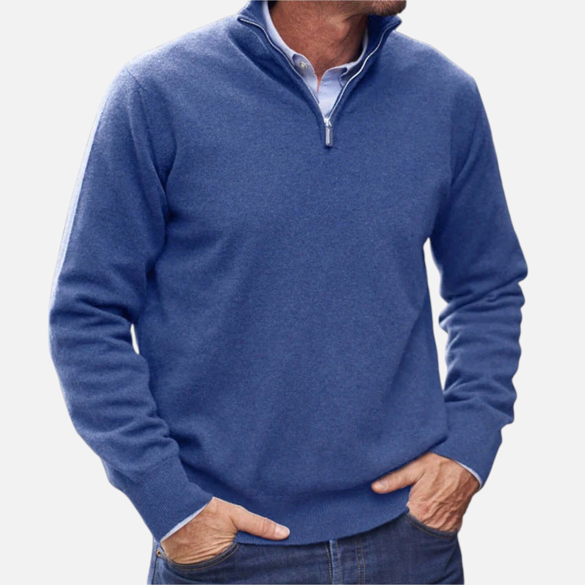 Beaumont Atelier | Men’s Zip‑Up Cashmere Sweater, Ivy League