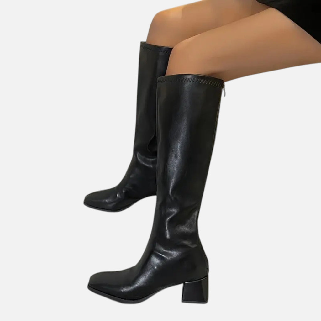 Beaumont Atelier | Women’s Glossy Faux Leather Over-the-Knee Boots