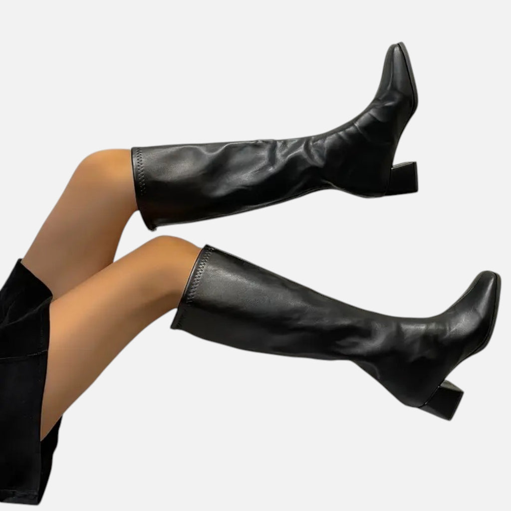 Beaumont Atelier | Women’s Glossy Faux Leather Over-the-Knee Boots