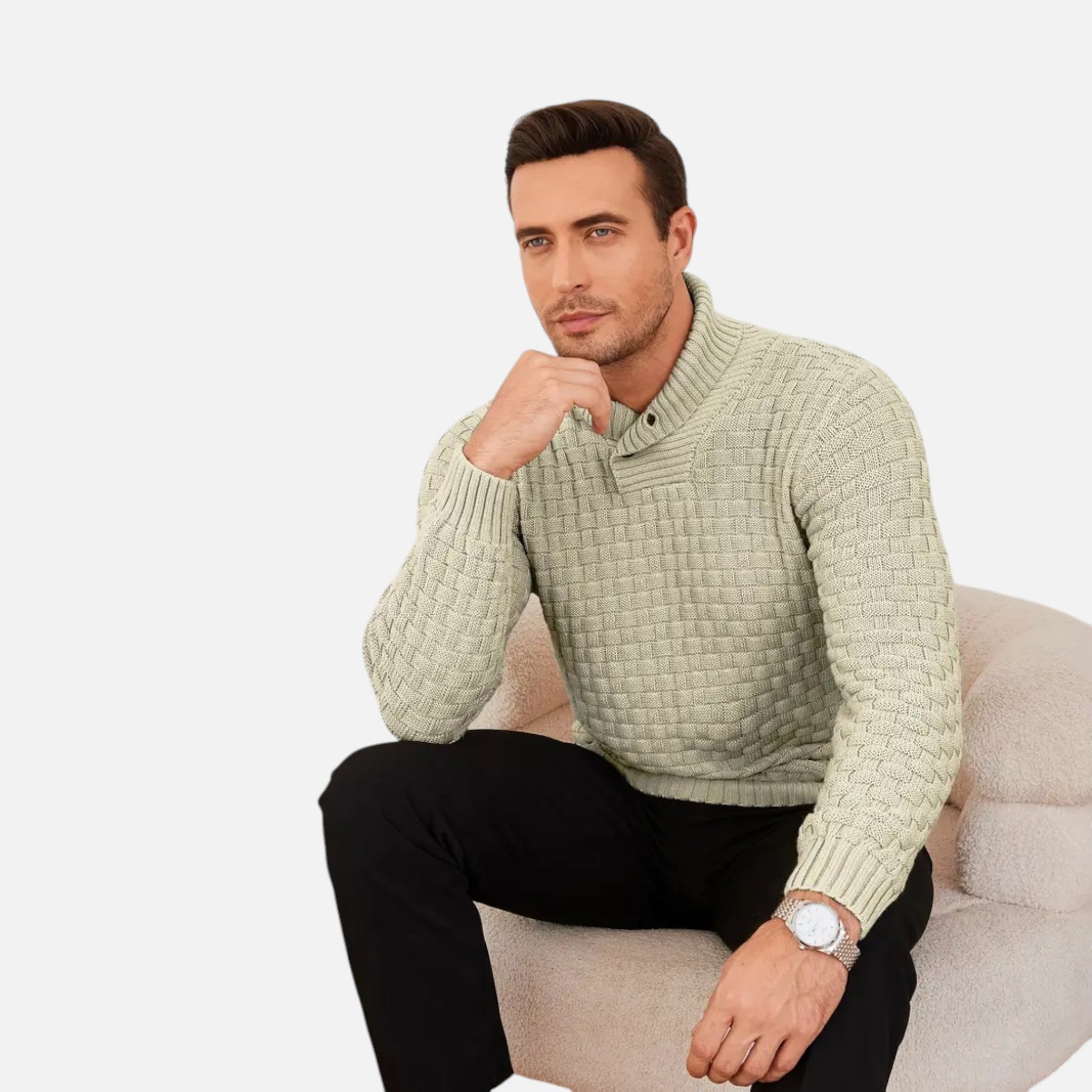 Beaumont Atelier | Men’s Burgundy Knit Polo Sweater