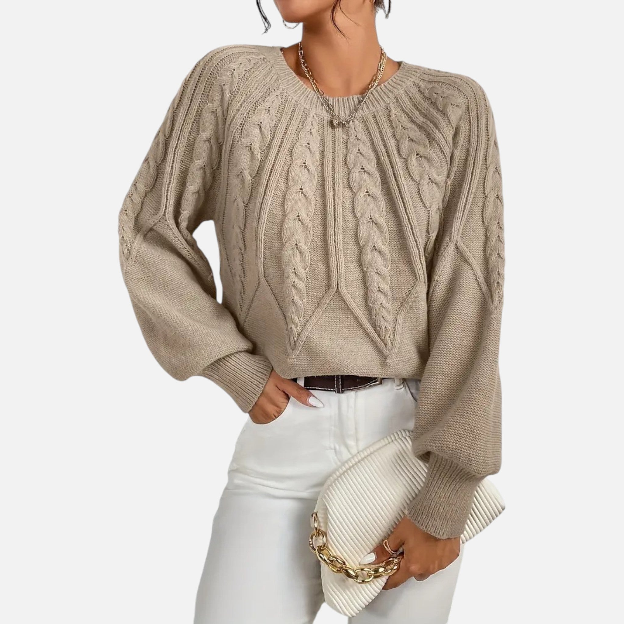 The Margaux Knit – Soft Lantern-Sleeve Sweater